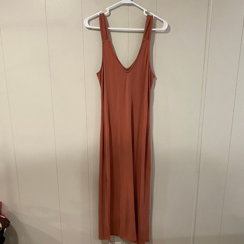 Topshop Rust Ribbed Sleeveless Maxi Dress Size 8